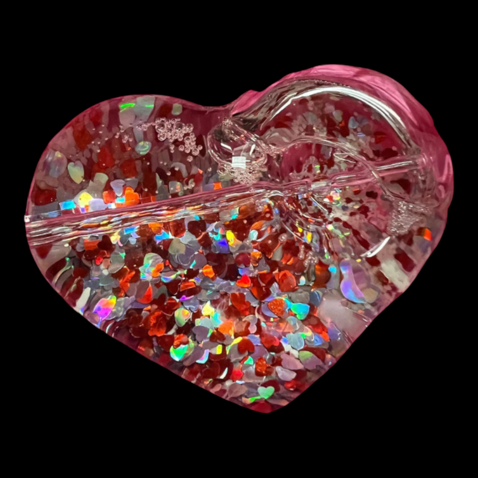 Heart-shaped Freezable Glow-in-the-Dark Glass Hand Pipe