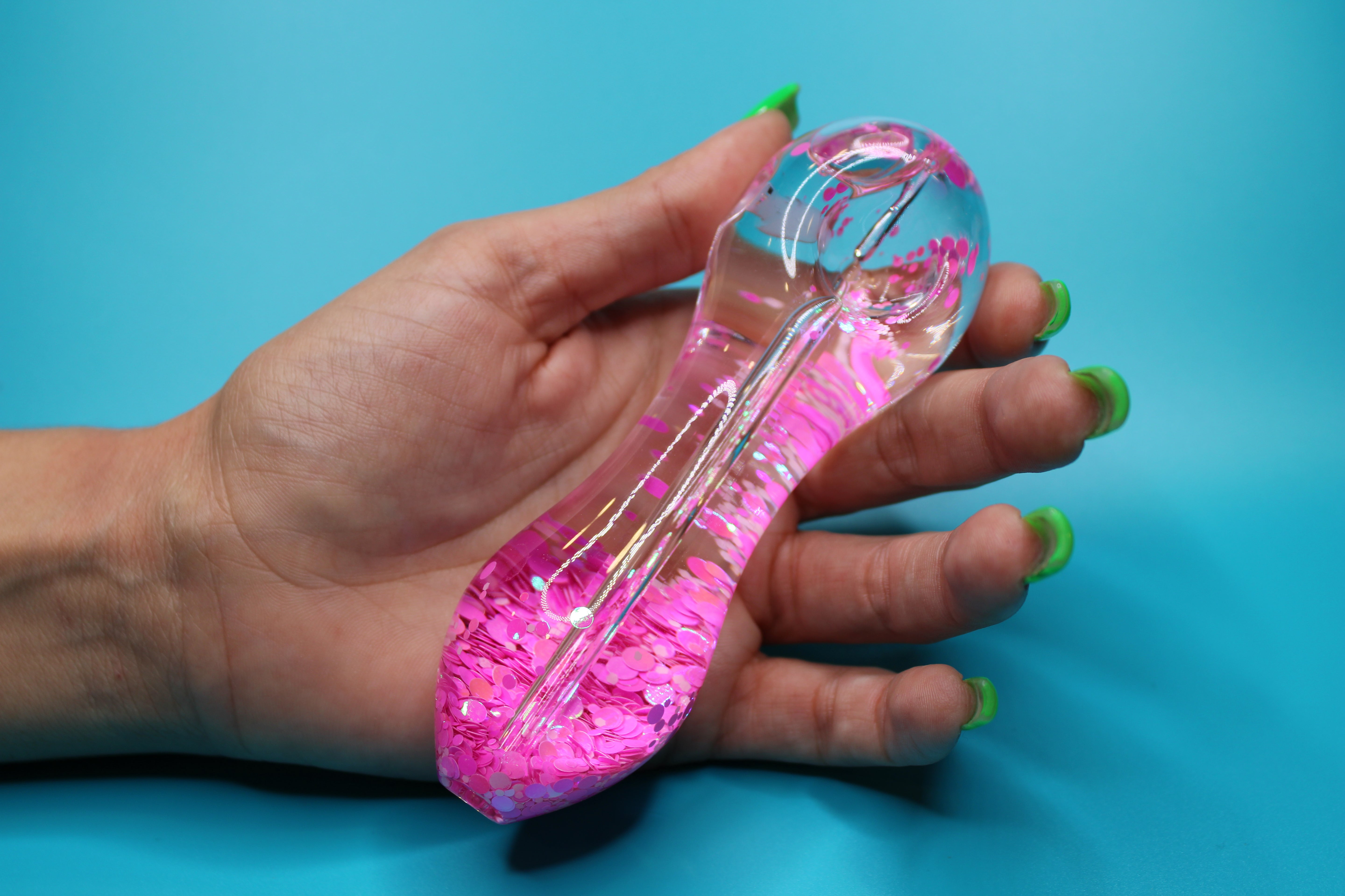 Freezable Glow-in-the-Dark Glass Hand Pipe - Exotic Pink