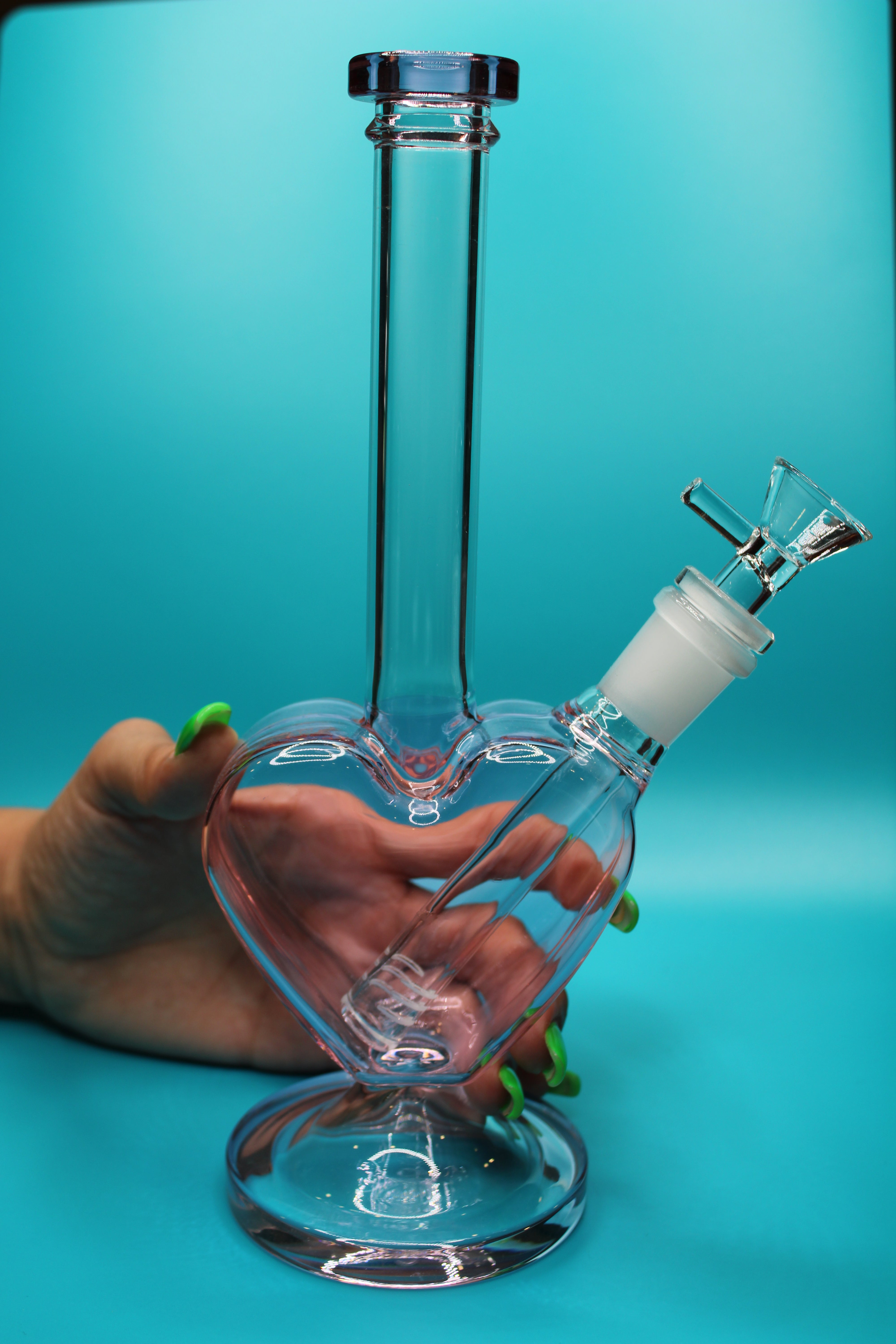 Heart-Shaped Large Glass Bong - Pink