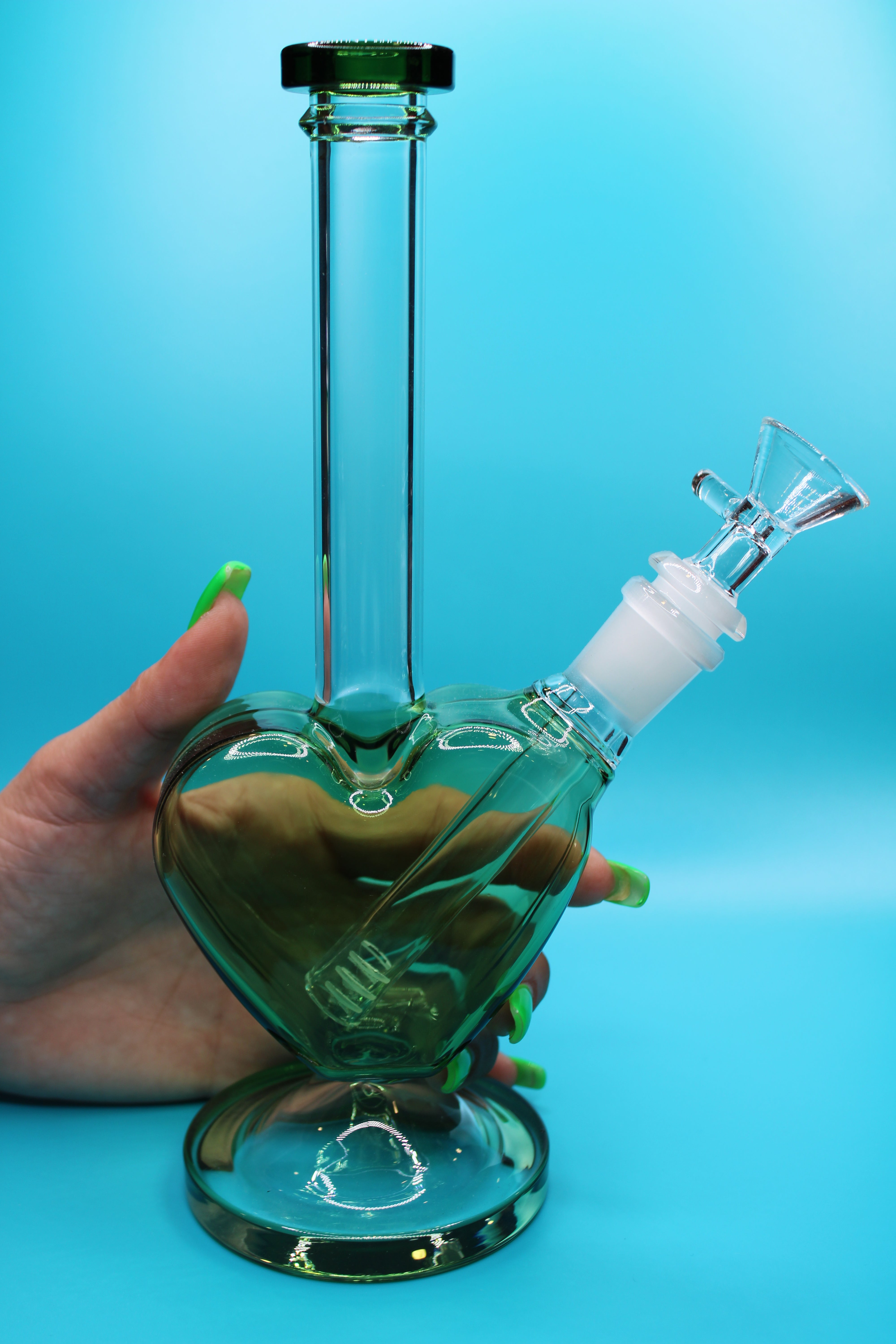 Heart-Shaped Large Glass Bong - Green