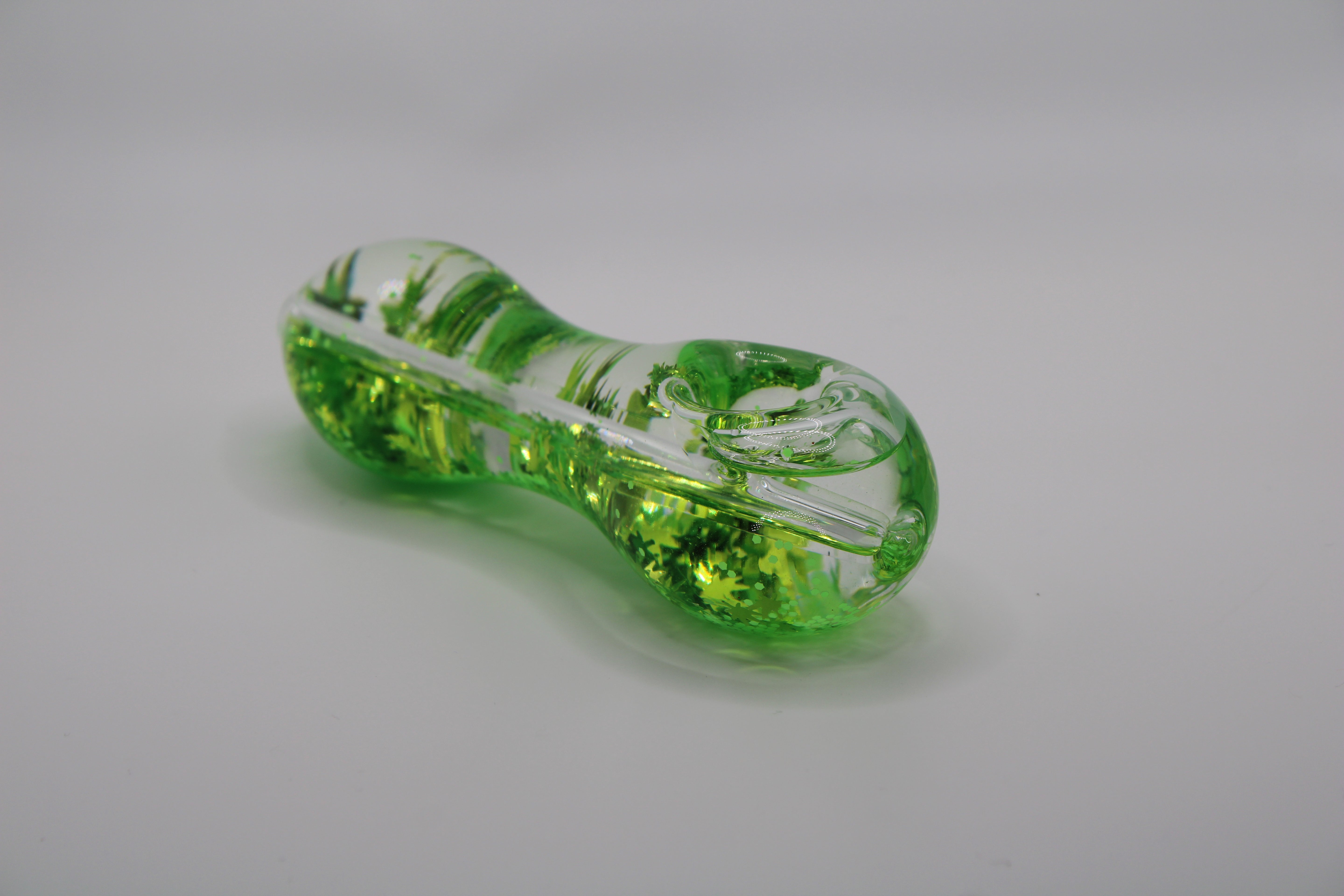Freezable Glow-in-the-Dark Glass Hand Pipe - 420 Edition Green