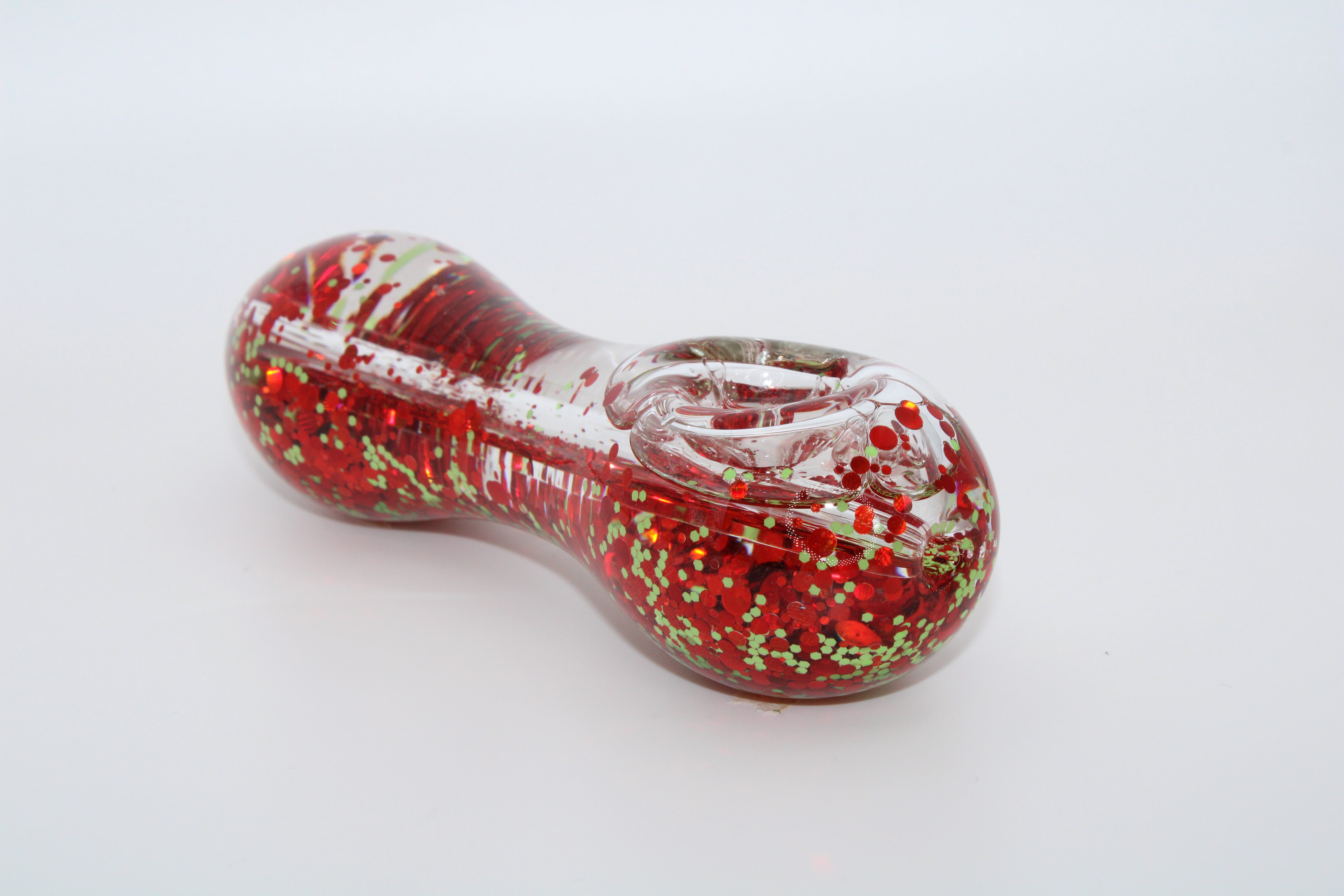Freezable Glow-in-the-Dark Glass Hand Pipe - Red and Green