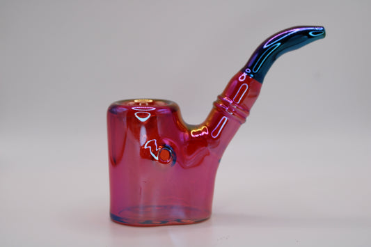 Sherlock Glass Hand Pipe - Electroplated - Red