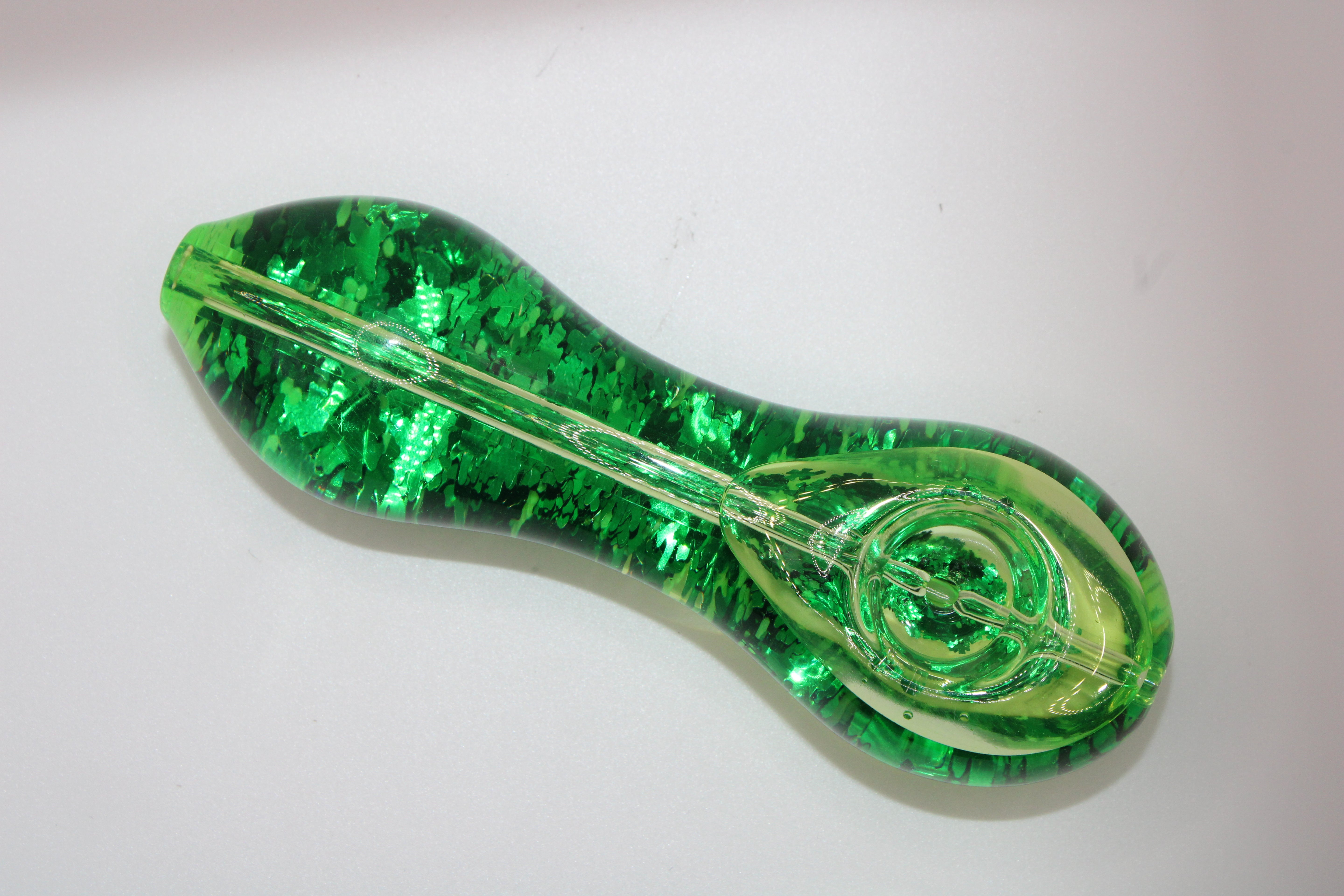 Freezable Glow-in-the-Dark Glass Hand Pipe - St. Patty's Day