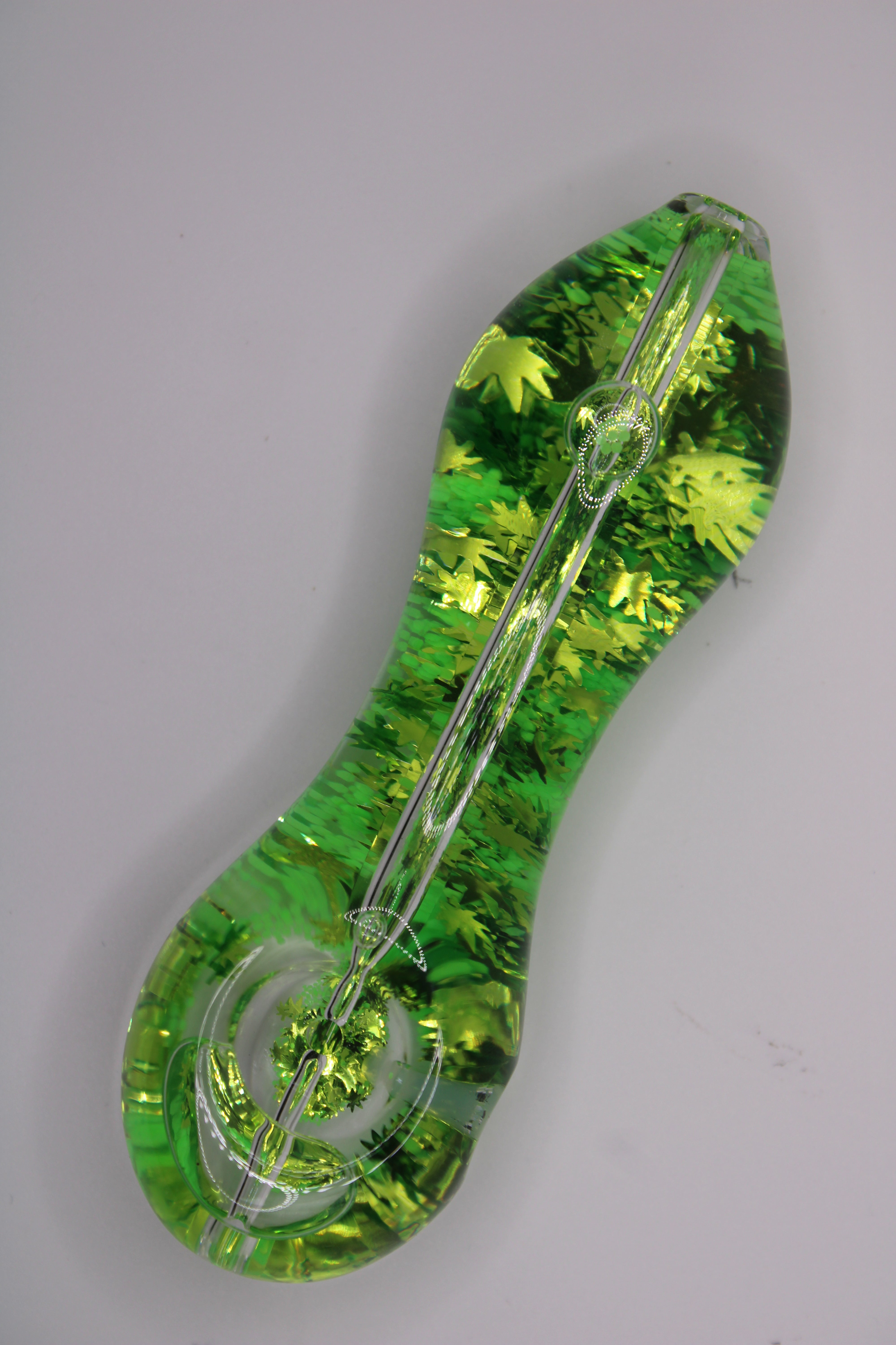 Freezable Glow-in-the-Dark Glass Hand Pipe - 420 Edition Green