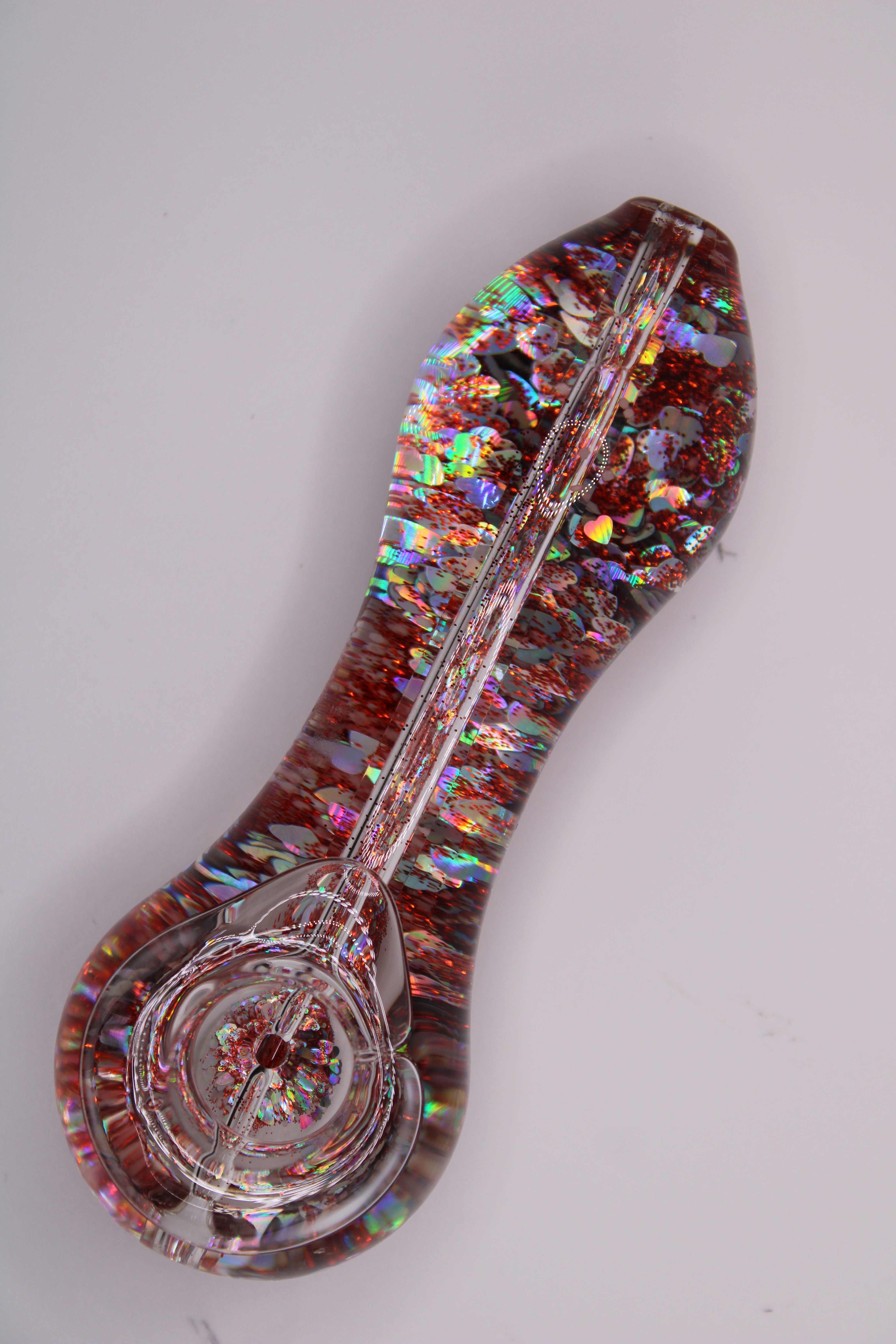 Freezable Glow-in-the-Dark Glass Hand Pipe - Hearts