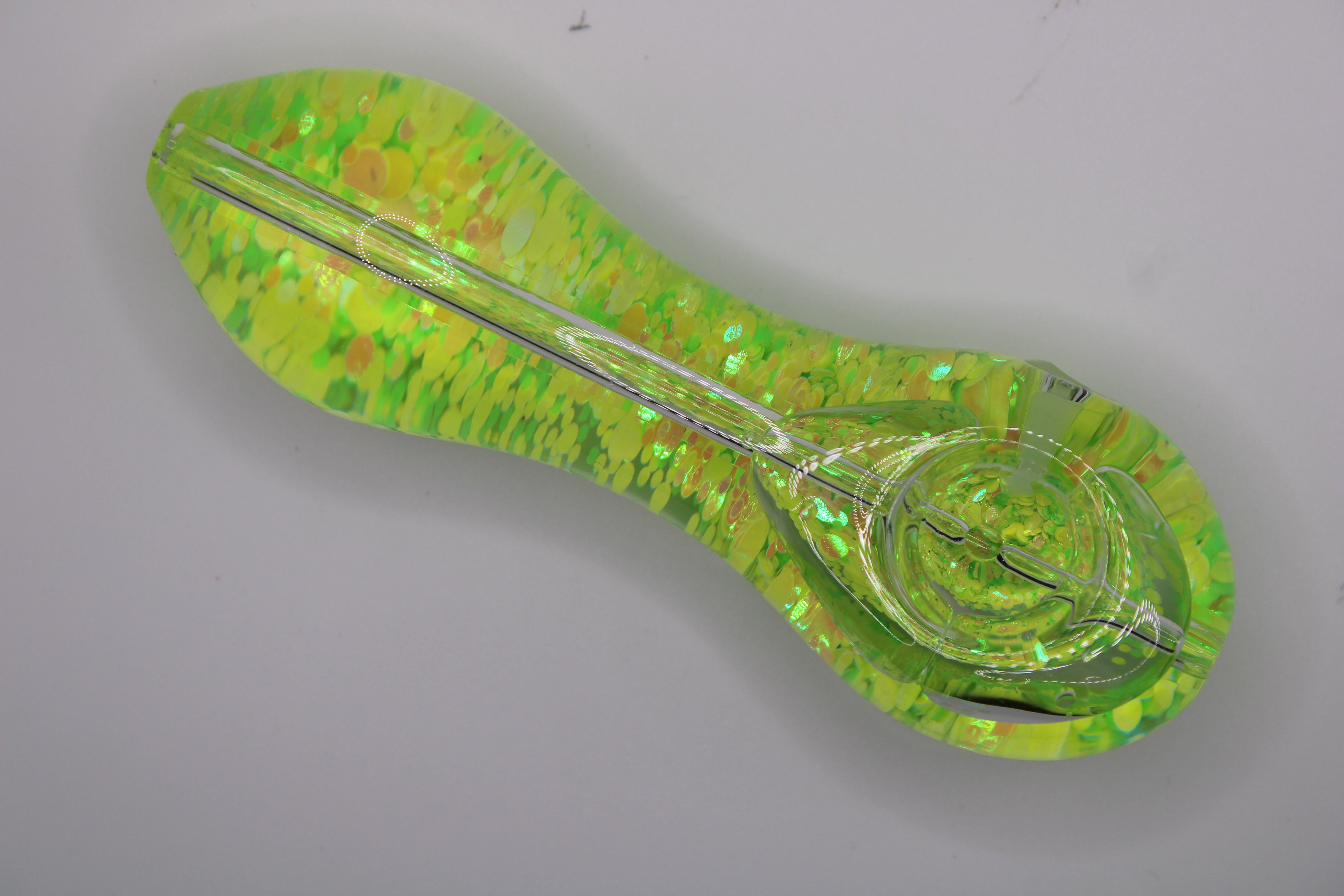 Freezable Glow-in-the-Dark Glass Hand Pipe - Neon Yellow