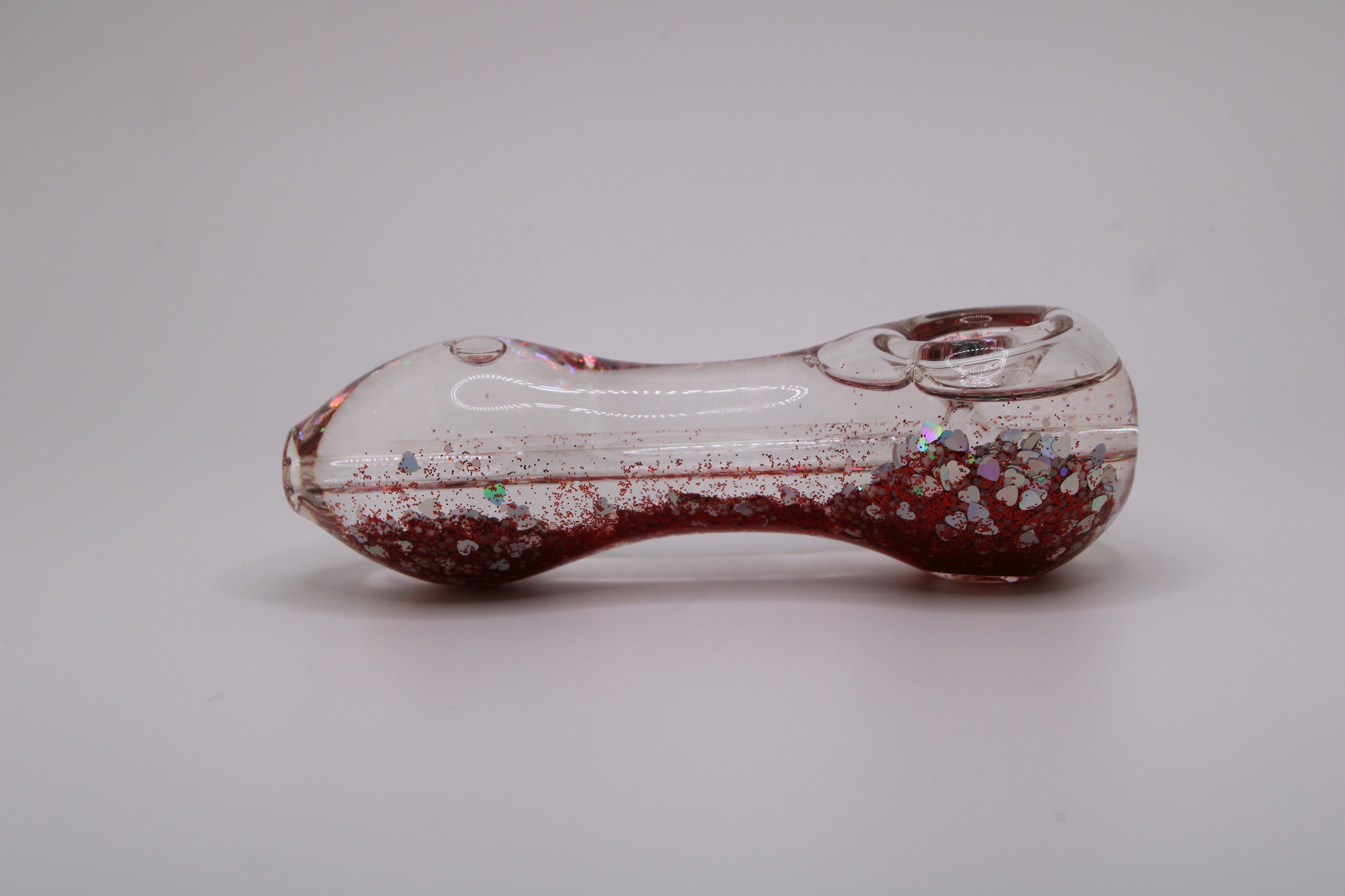 Freezable Glow-in-the-Dark Glass Hand Pipe - Hearts