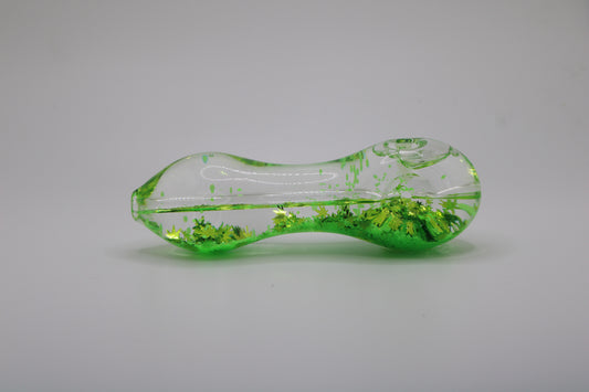 Freezable Glow-in-the-Dark Glass Hand Pipe - 420 Edition Green