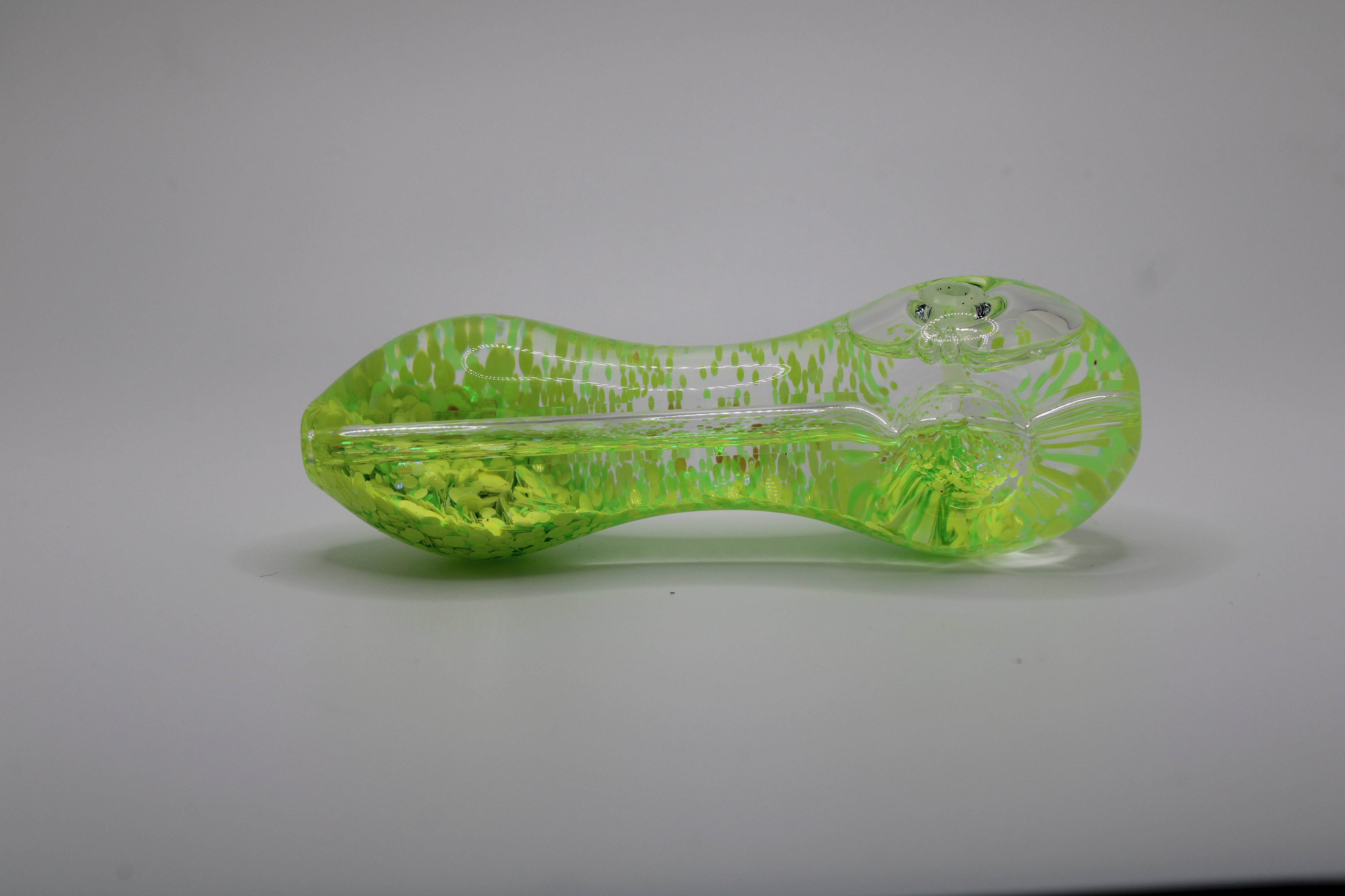 Freezable Glow-in-the-Dark Glass Hand Pipe - Neon Yellow