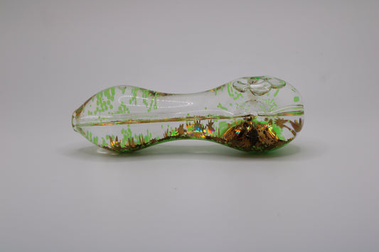  Sideview of Freezable Glow-in-the-Dark Glass Hand Pipe - Original Green