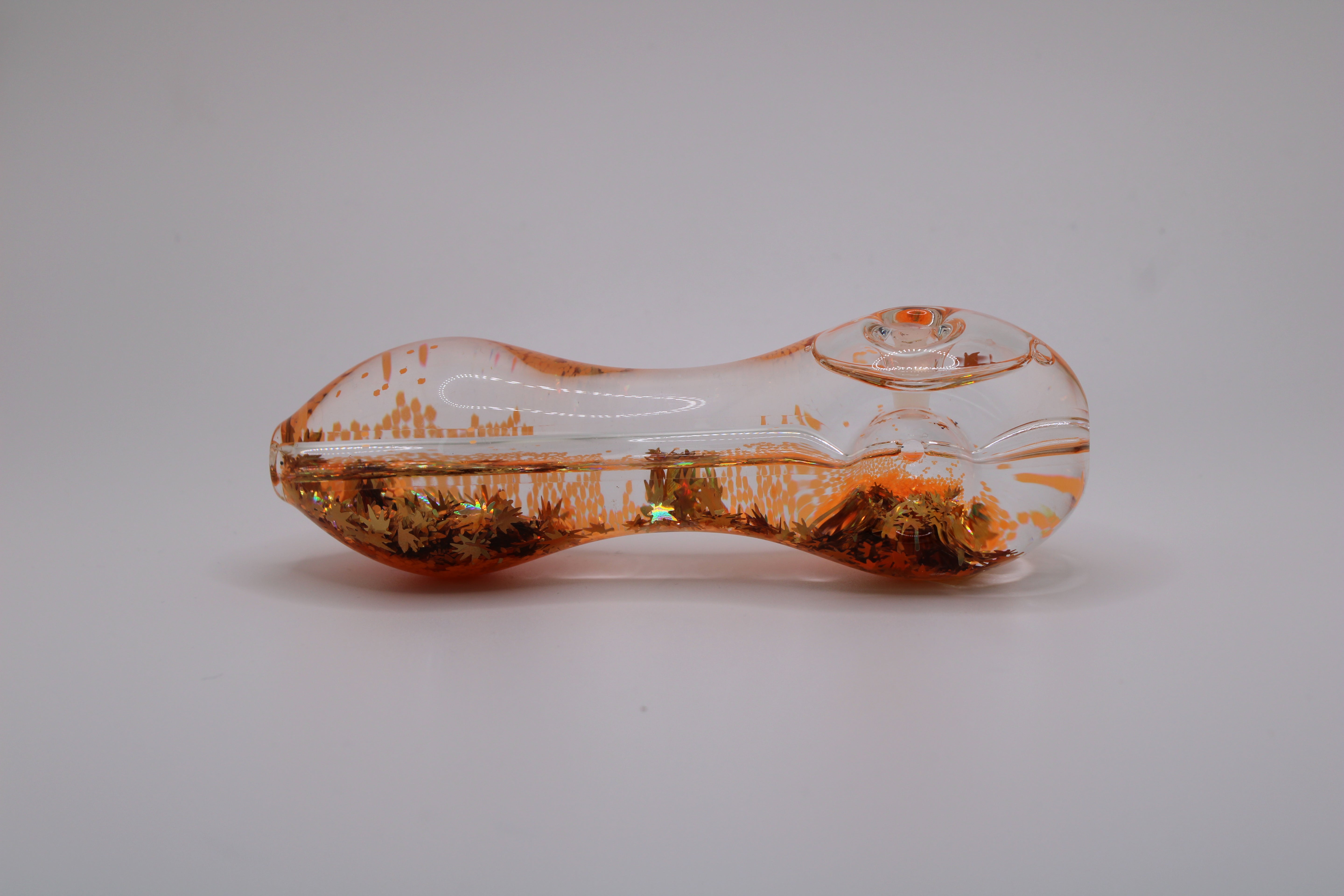 Freezable Glow-in-the-Dark Glass Hand Pipe - 420 Edition Orange