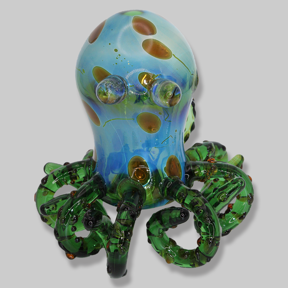 Octopus Large Glass Hand-Pipe - Green