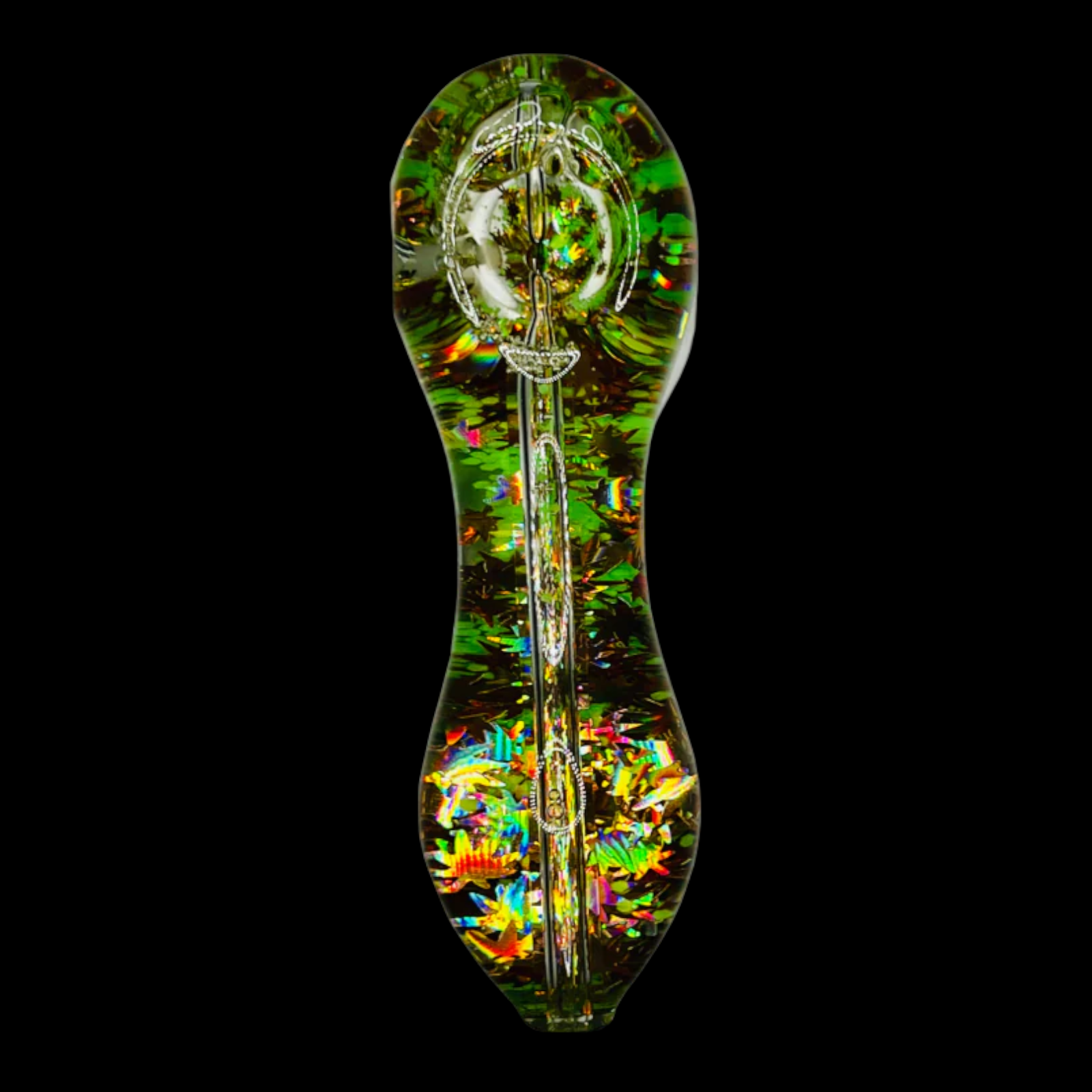Freezable Glow-in-the-Dark Glass Hand Pipe - 420 Edition Dark Green/'