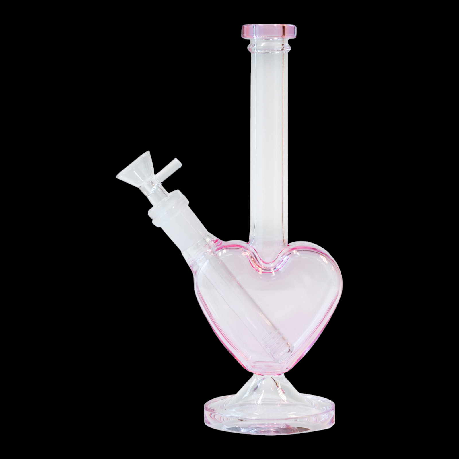 heart-shaped pink glass bong