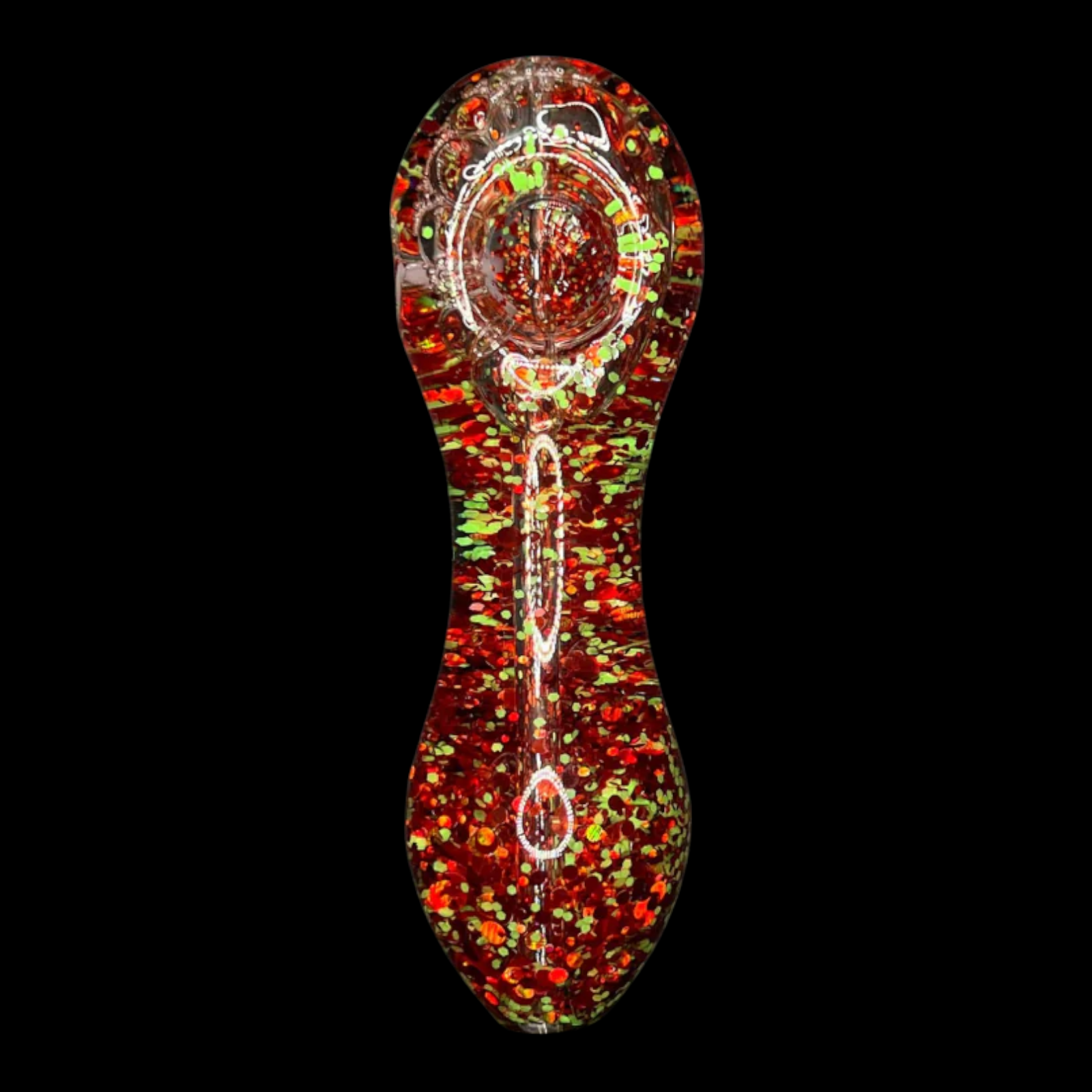 Freezable Glow-in-the-Dark Glass Hand Pipe - Red and Green