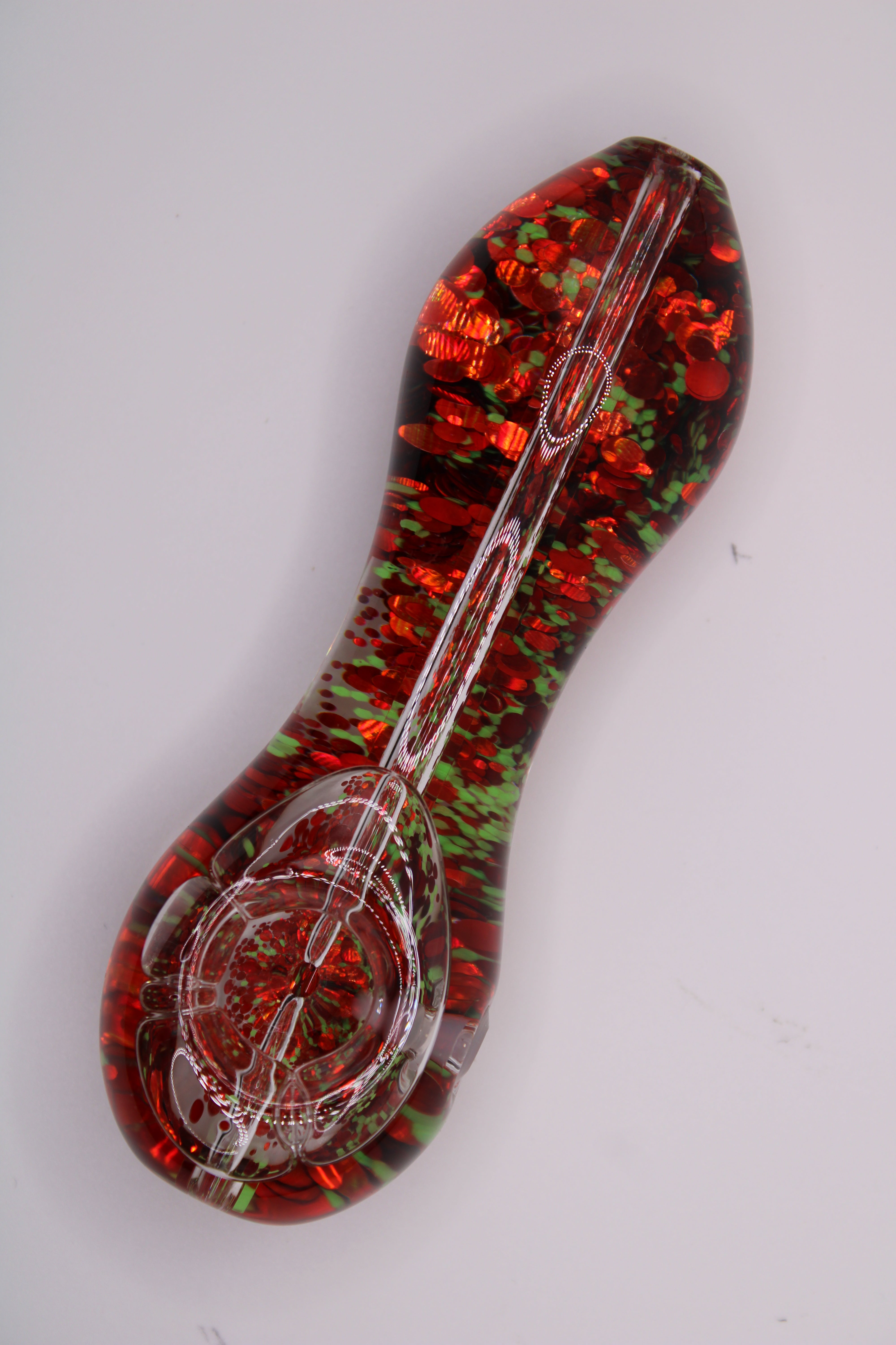 Freezable Glow-in-the-Dark Glass Hand Pipe - Red and Green