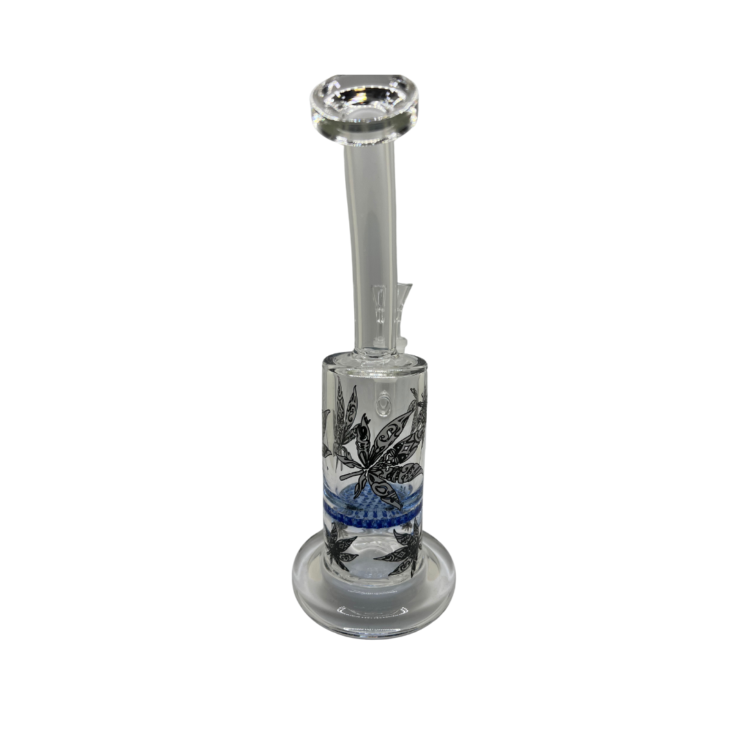 Cyphe - Curved Mary Jane Large Bong - Blue Marijuana Leaf Accessory